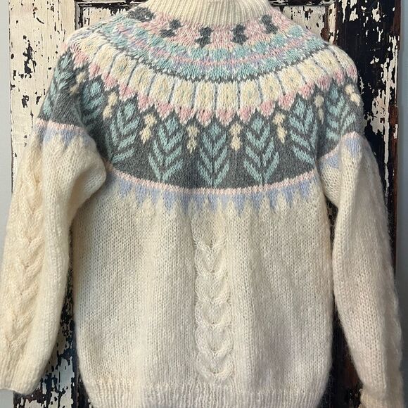 Vintage John Bull Mohair Angora Rabbit Pullover Sweater Mock Neck Nordic M - Picture 1 of 6
